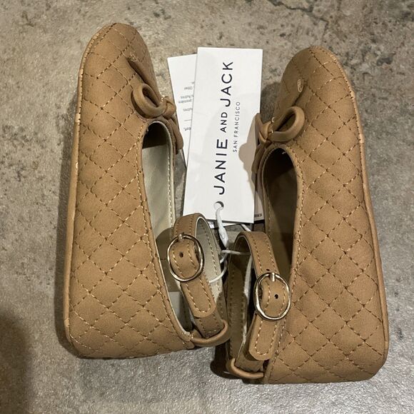 Janie And Jack Tan Faux Suede Quilted Ballet Flats Infant Size 18-24 Months - Picture 10 of 12
